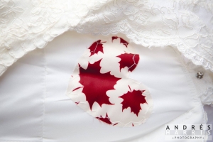 Wedding Dress details maple leaf