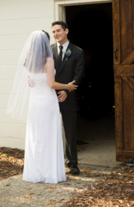 Bride and Groom first look Chapel Hill Wedding