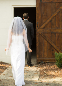Vintage wedding First Look in Chapel Hill NC