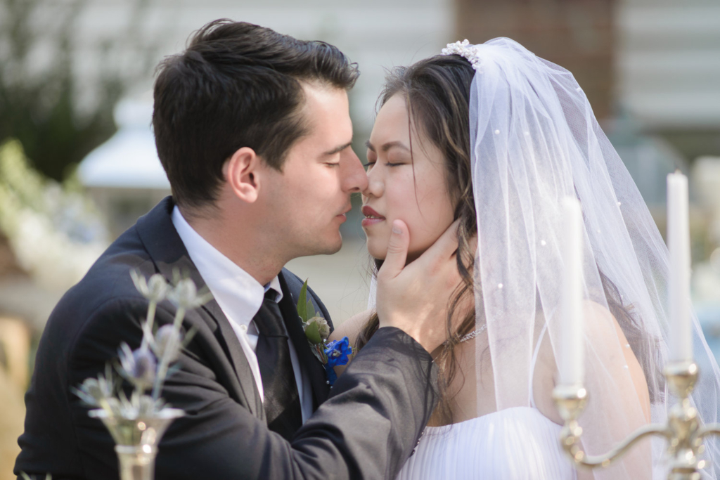 bride & groom kiss